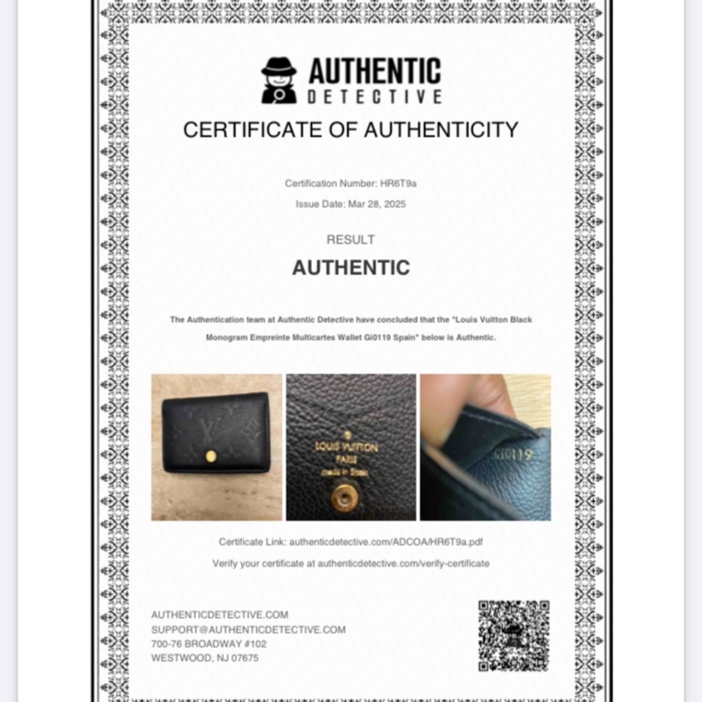 LOUIS VUITTON Black Monogram Empreinte Leather Multicartes Wallet with COA - Picture 10 of 10